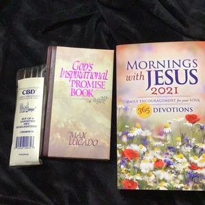 Set of Christian books and Bible highlighters